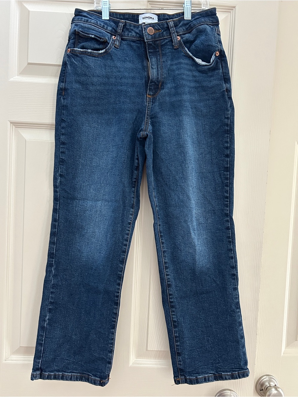 Sonoma Womens 8 Petite Straight-Leg Dark Wash Jeans